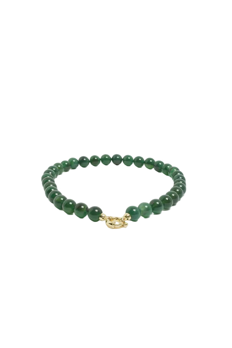 Stone Ball Bead Necklace Green/Gold Necklaces Adorne