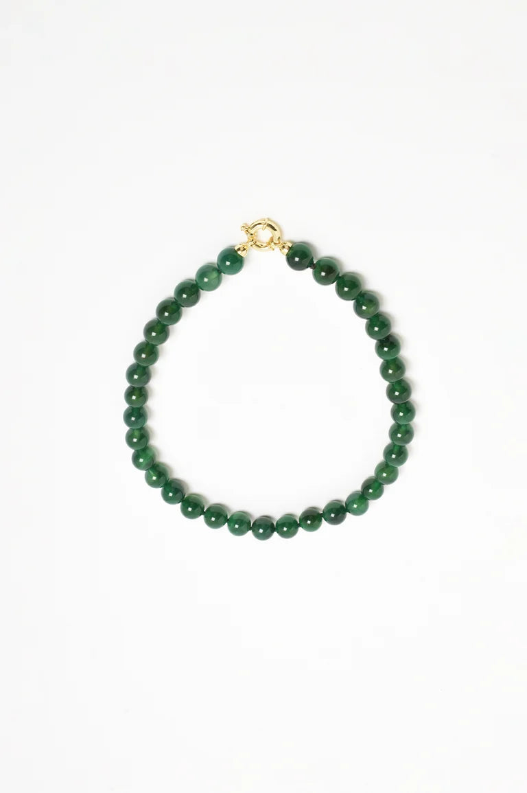 Stone Ball Bead Necklace Green/Gold Necklaces Adorne