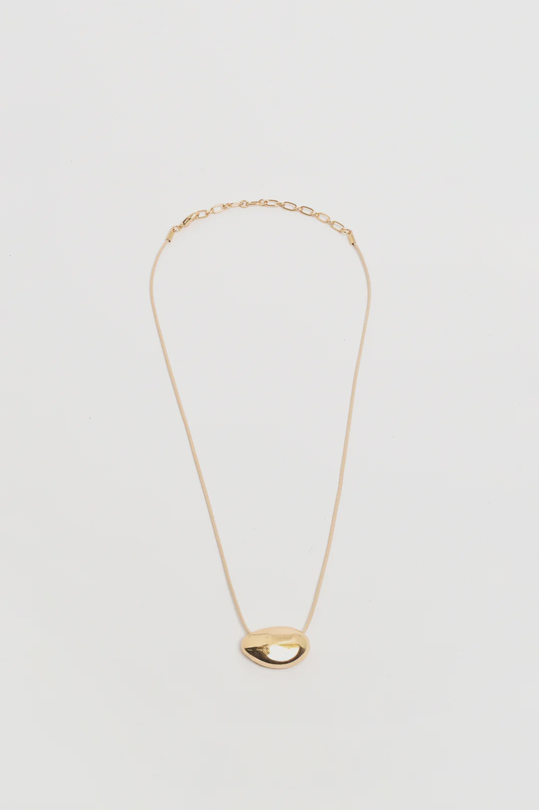 Oval Pendant Short Leather Necklace Camel Gold Necklaces Adorne