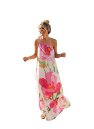 Asymetrical Dress Pink Floral Print Dresses Joops and Gypsy S(8)