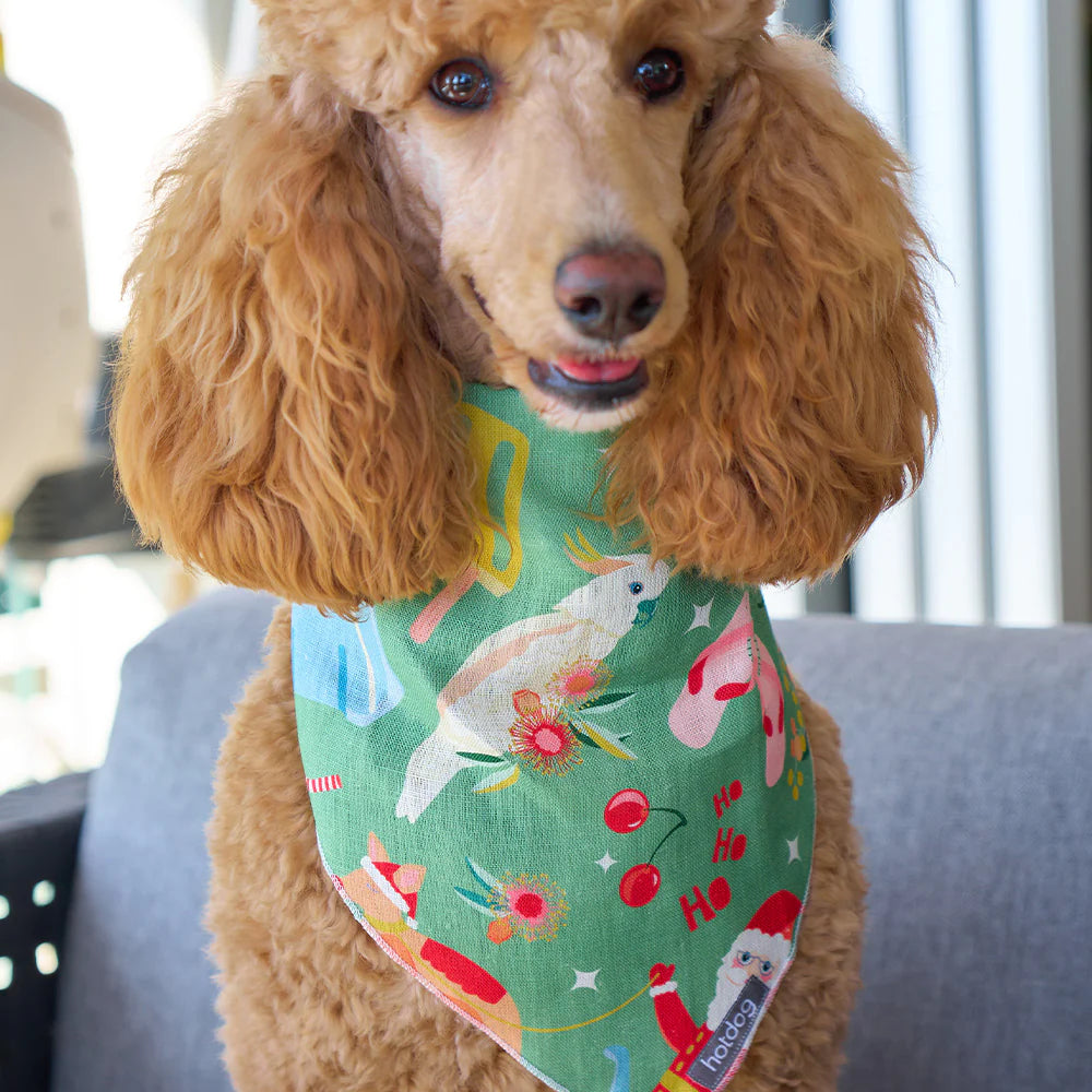 Hot Dog - Bandana - Linen - Holiday Green Gifts and Accessories Annabel Trends