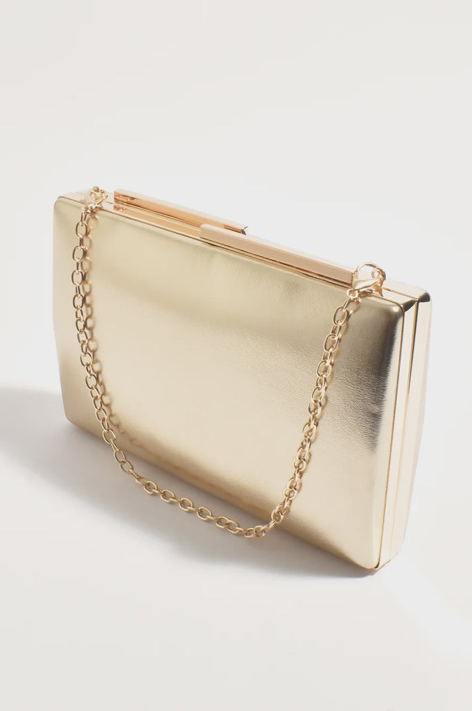 Metallic Structured Clutch Gold Bags and Purses Adorne   