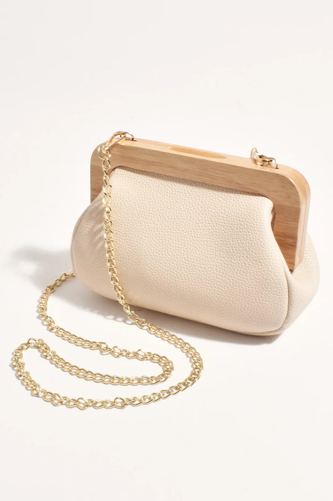 Kimmi Timber Frame Clutch Nude Bags and Purses Adorne   