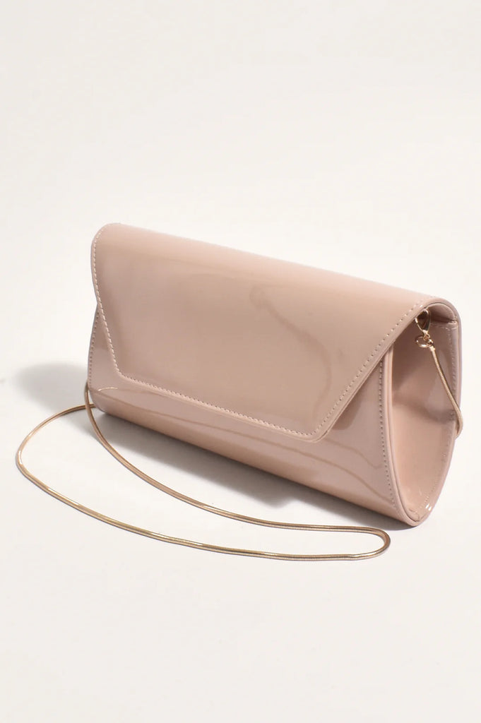 Suzie Gloss Fold Over Clutch Nude Bags and Purses Adorne   