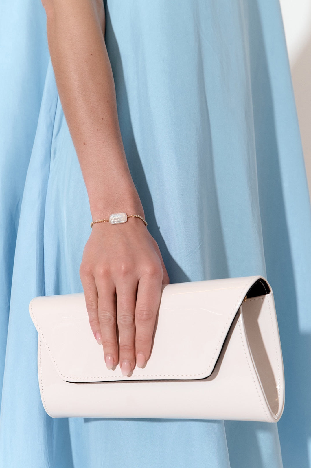 Suzie Gloss Fold Over Clutch Stone Bags and Purses Adorne