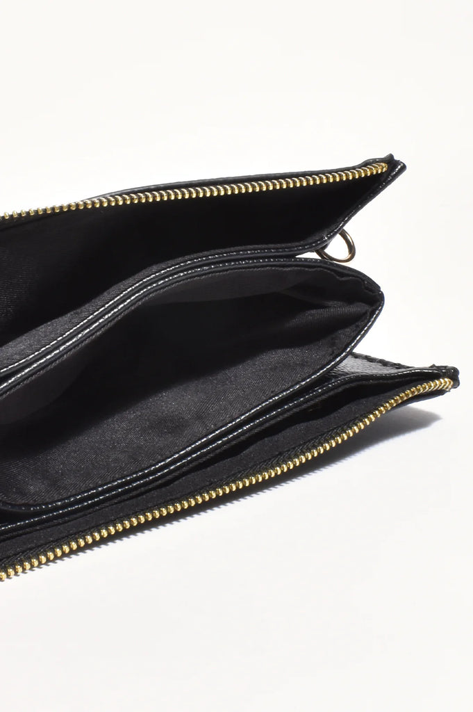 Bobbi Blanket Stitch Clutch Black Bags and Purses Adorne   