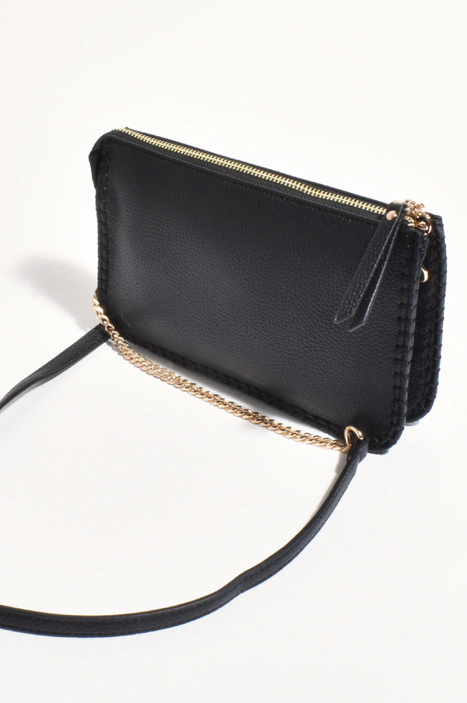 Bobbi Blanket Stitch Clutch Black Bags and Purses Adorne   