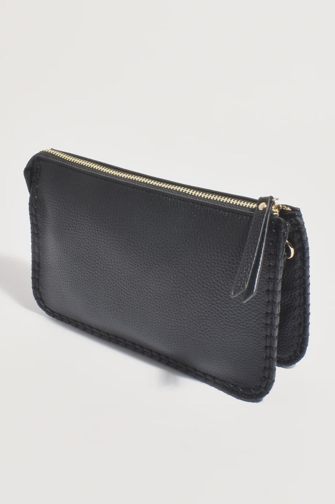 Bobbi Blanket Stitch Clutch Black Bags and Purses Adorne   