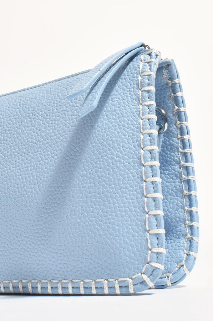 Bobbi Blanket Stitch Clutch Blue Bags and Purses Adorne   