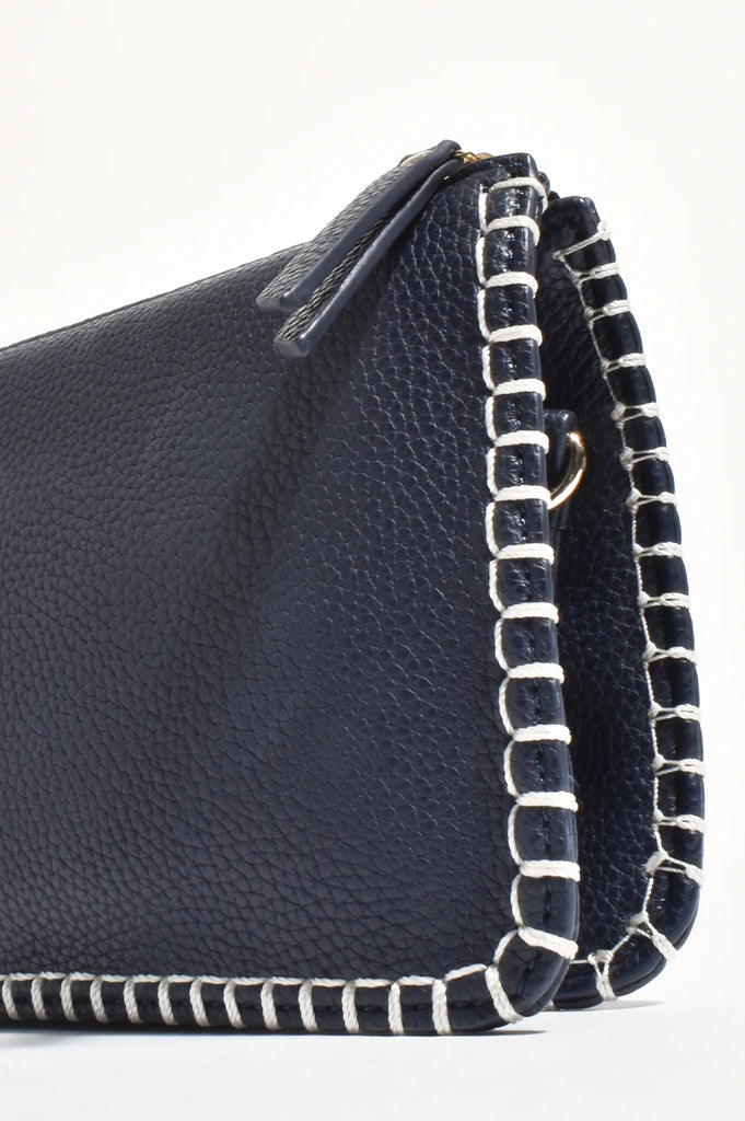 Bobbi Blanket Stitch Clutch Navy Bags and Purses Adorne   