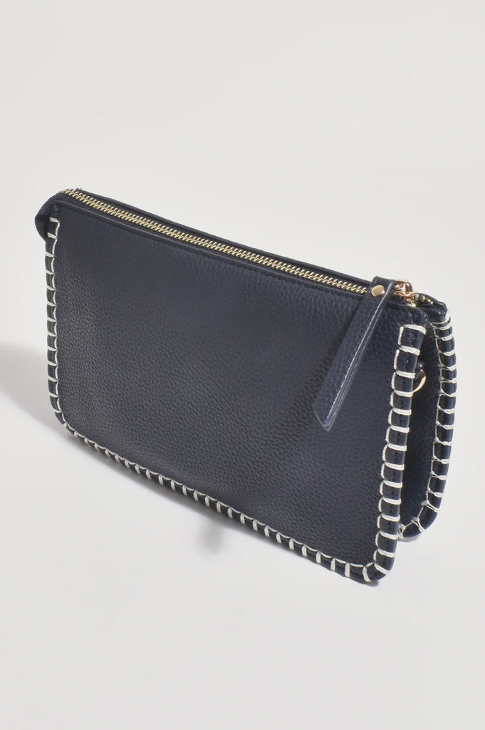 Bobbi Blanket Stitch Clutch Navy Bags and Purses Adorne   