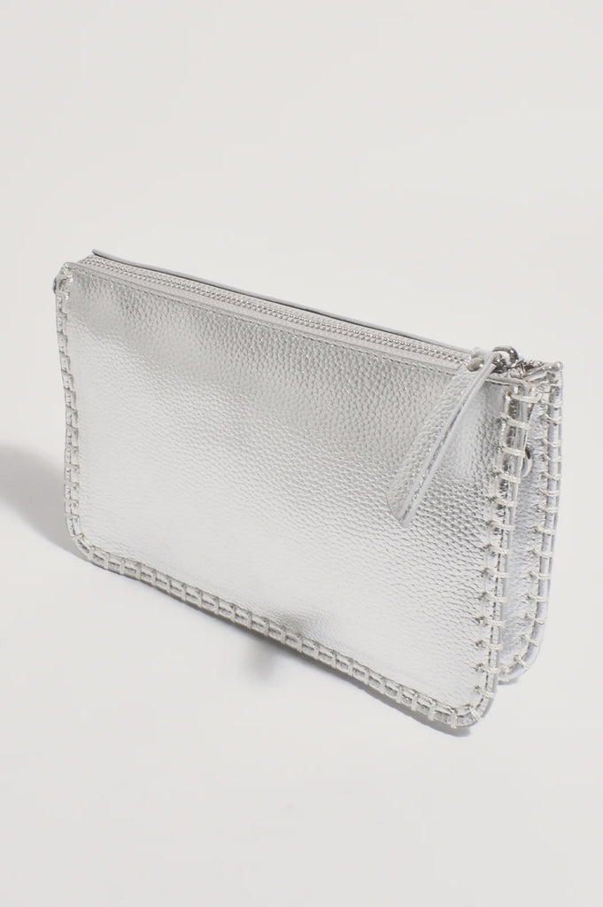 Bobbi Blanket Stitch Clutch Silver Bags and Purses Adorne   