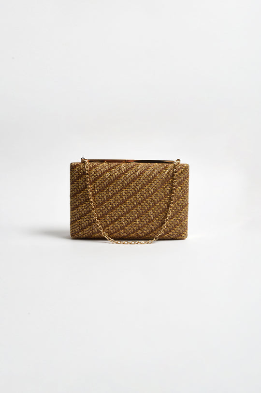 Weave Structured Clutch Chocolate/Gold - Global Free Style