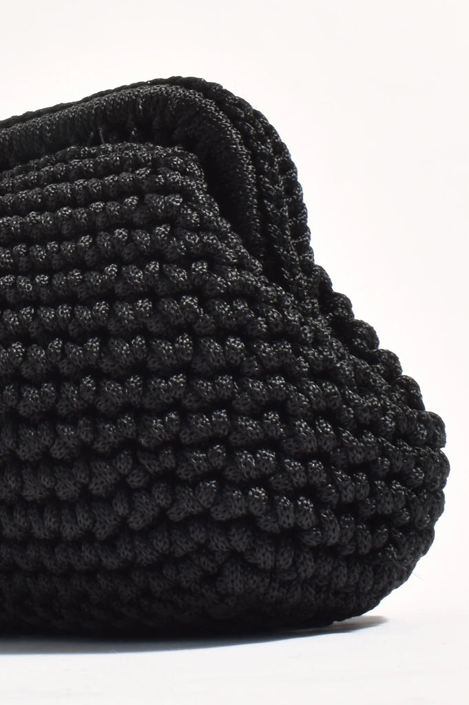 Regan Macrame Weave Clutch Black Bags and Purses Adorne