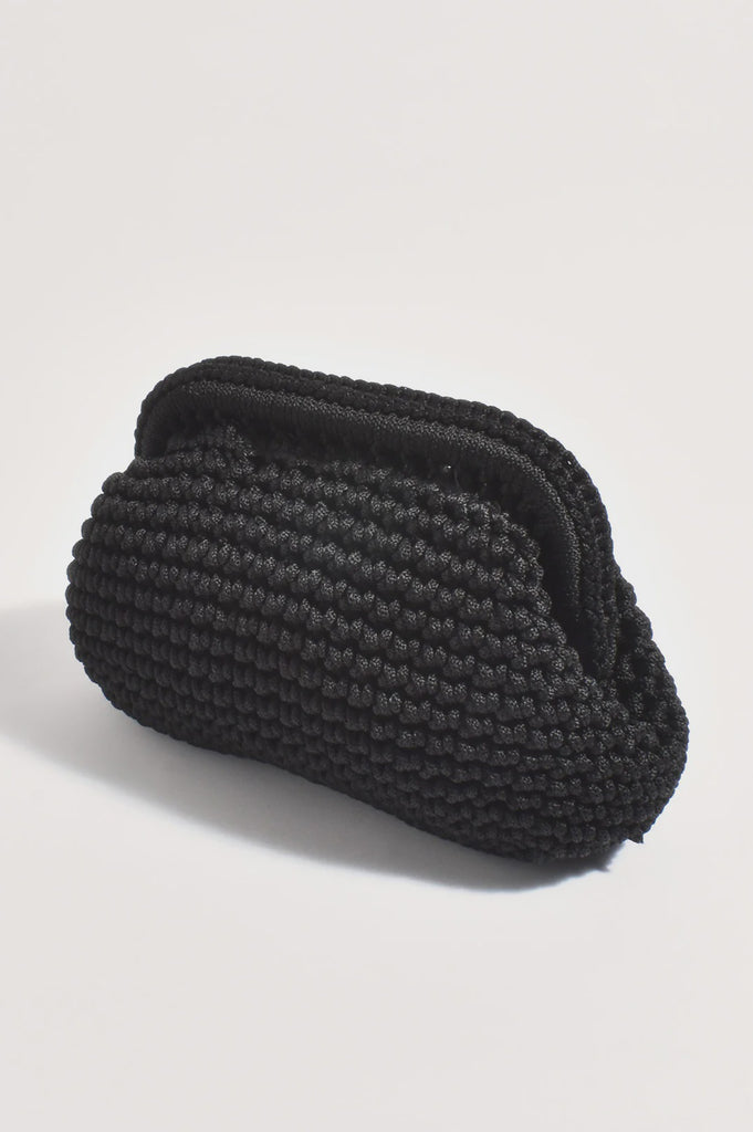 Regan Macrame Weave Clutch Black Bags and Purses Adorne