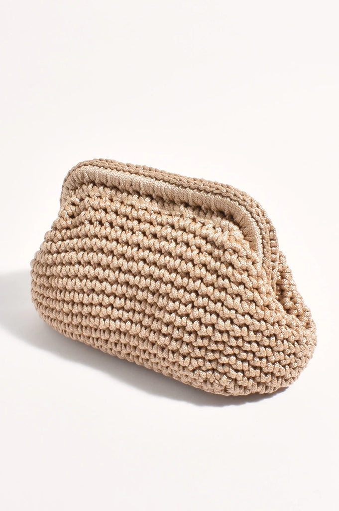 Regan Macrame Weave Clutch Camel Bags and Purses Adorne