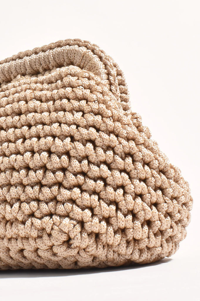 Regan Macrame Weave Clutch Camel Bags and Purses Adorne