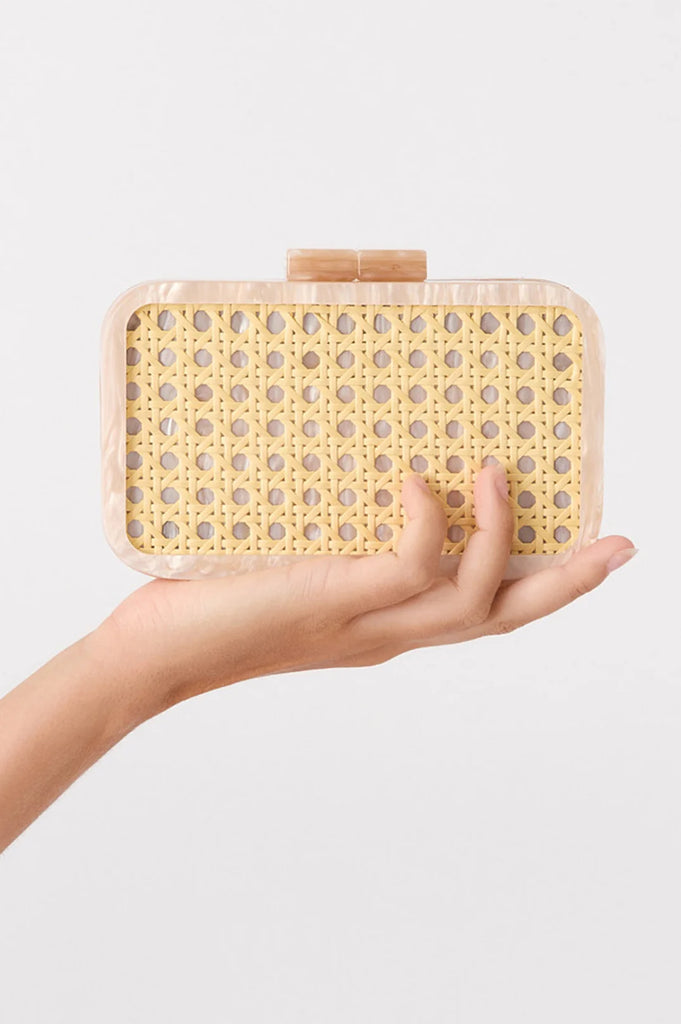 Aggie Weave & Resin Structured Clutch Natural Bags and Purses Adorne