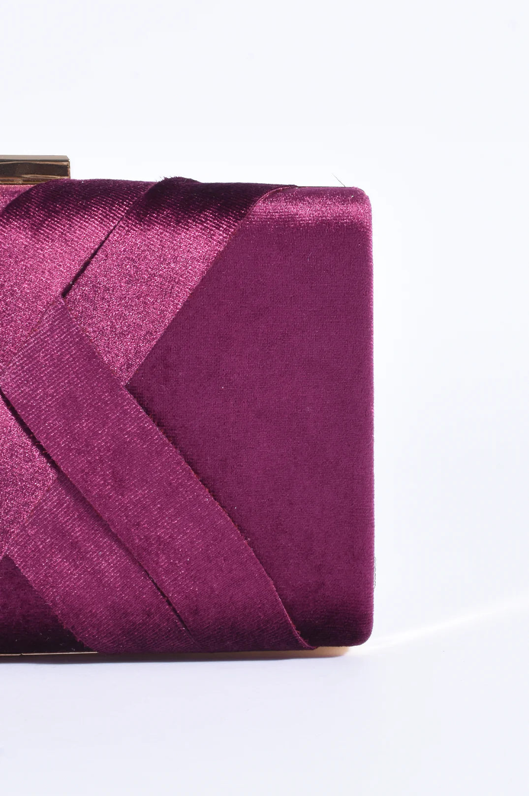 Marjorie Plait Velvet Structured Clutch Berry Bags and Purses Adorne