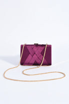 Marjorie Plait Velvet Structured Clutch Berry - Global Free Style