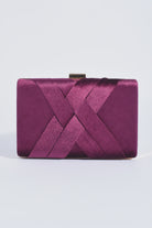 Marjorie Plait Velvet Structured Clutch Berry - Global Free Style