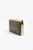 Savina Croc Structured Clutch Khaki - Global Free Style