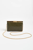Savina Croc Structured Clutch Khaki - Global Free Style