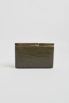 Savina Croc Structured Clutch Khaki - Global Free Style