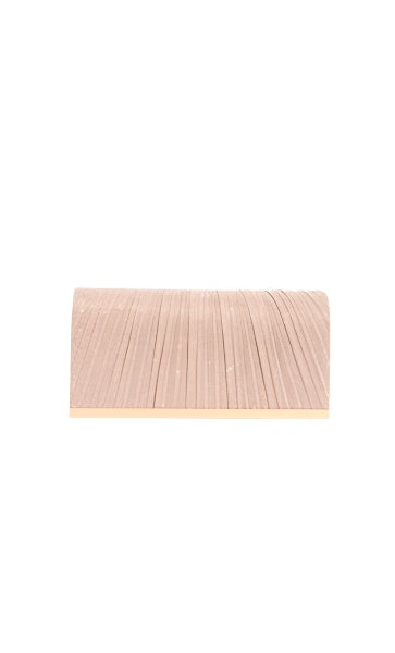 Linnie Pleat Foldover Clutch Champagne Bags and Purses Adorne