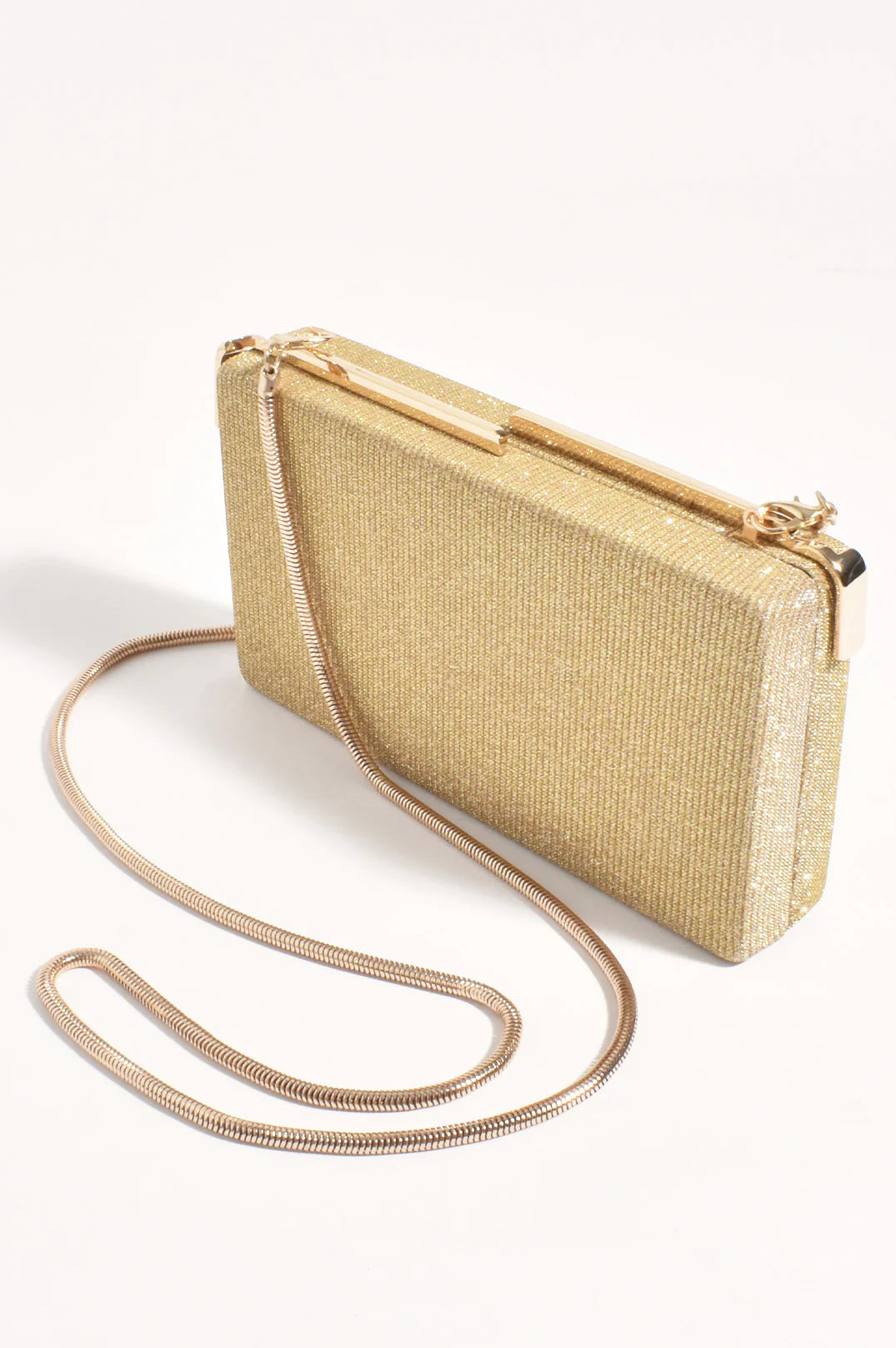 Charlene Rectangle Structured Clutch Gold - Global Free Style