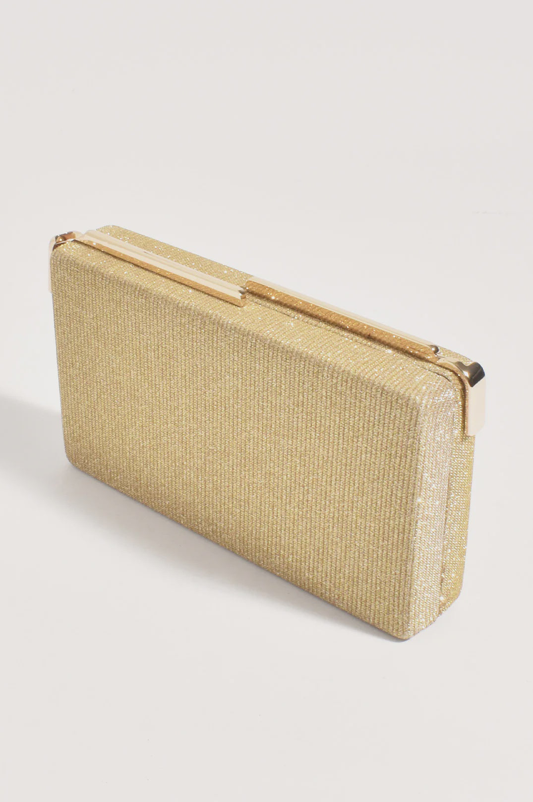 Charlene Rectangle Structured Clutch Gold Bags and Purses Adorne