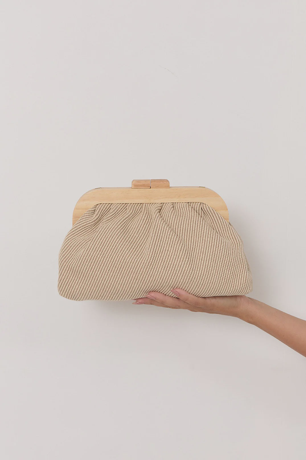 Canvas Weave Timber Frame Clutch Natural Bags and Purses Adorne