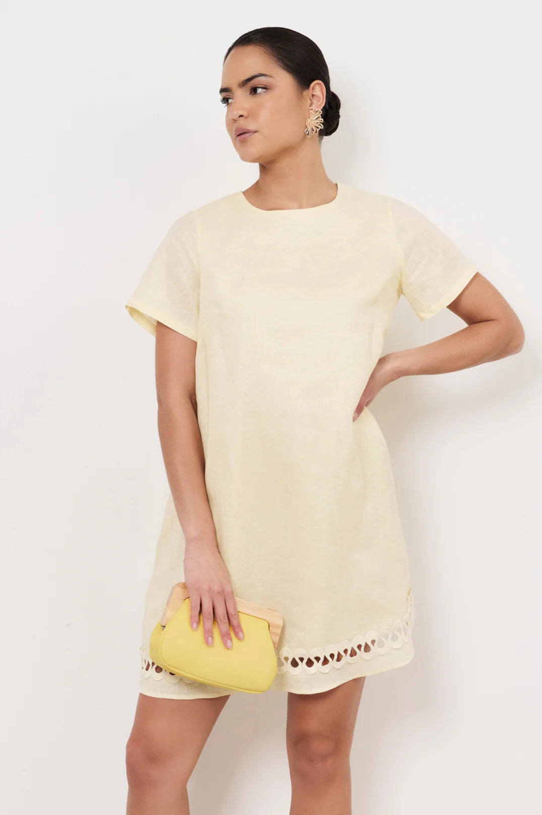 Kimmi Timber Frame Clutch Yellow Bags and Purses Adorne