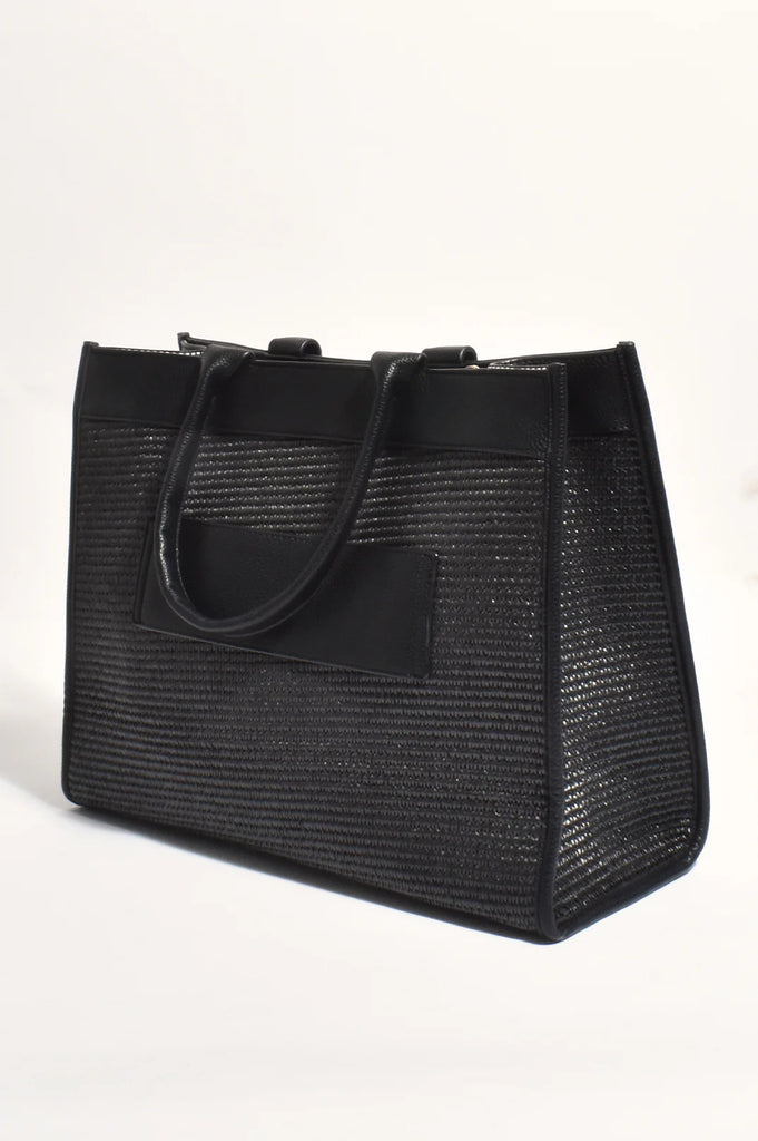 Kiki Weave Travel Tote Bag Black - Global Free Style
