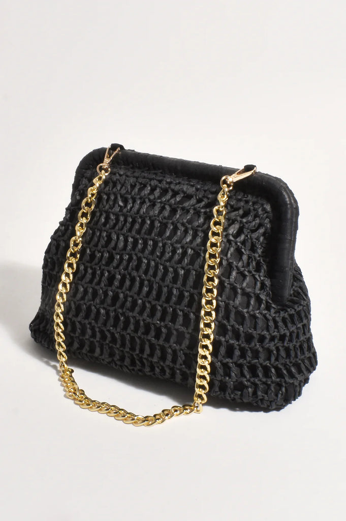 Lucie Open Weave Purse Shoulder Bag Black Bags and Purses Adorne   