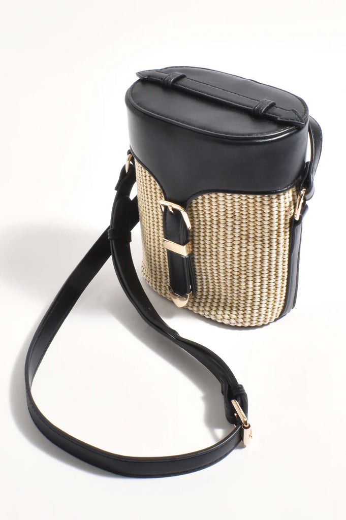 Rosa Basket Buckle Bag Black/Natural Bags and Purses Adorne   