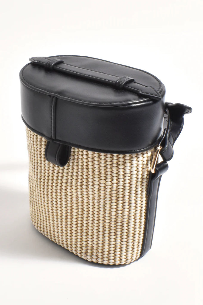 Rosa Basket Buckle Bag Black/Natural Bags and Purses Adorne   