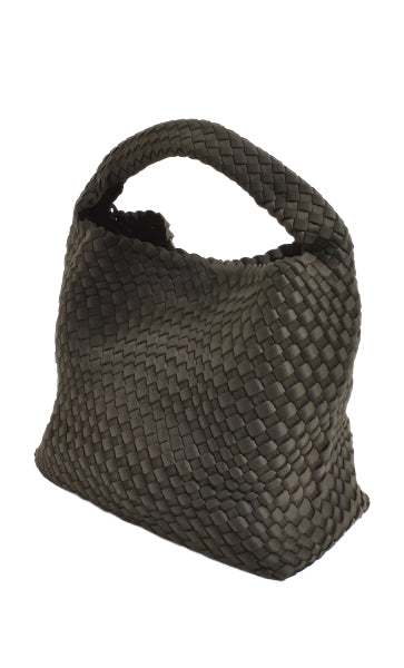 Kaia Neoprene Woven Tote with Pouch Olive Bags and Purses Adorne
