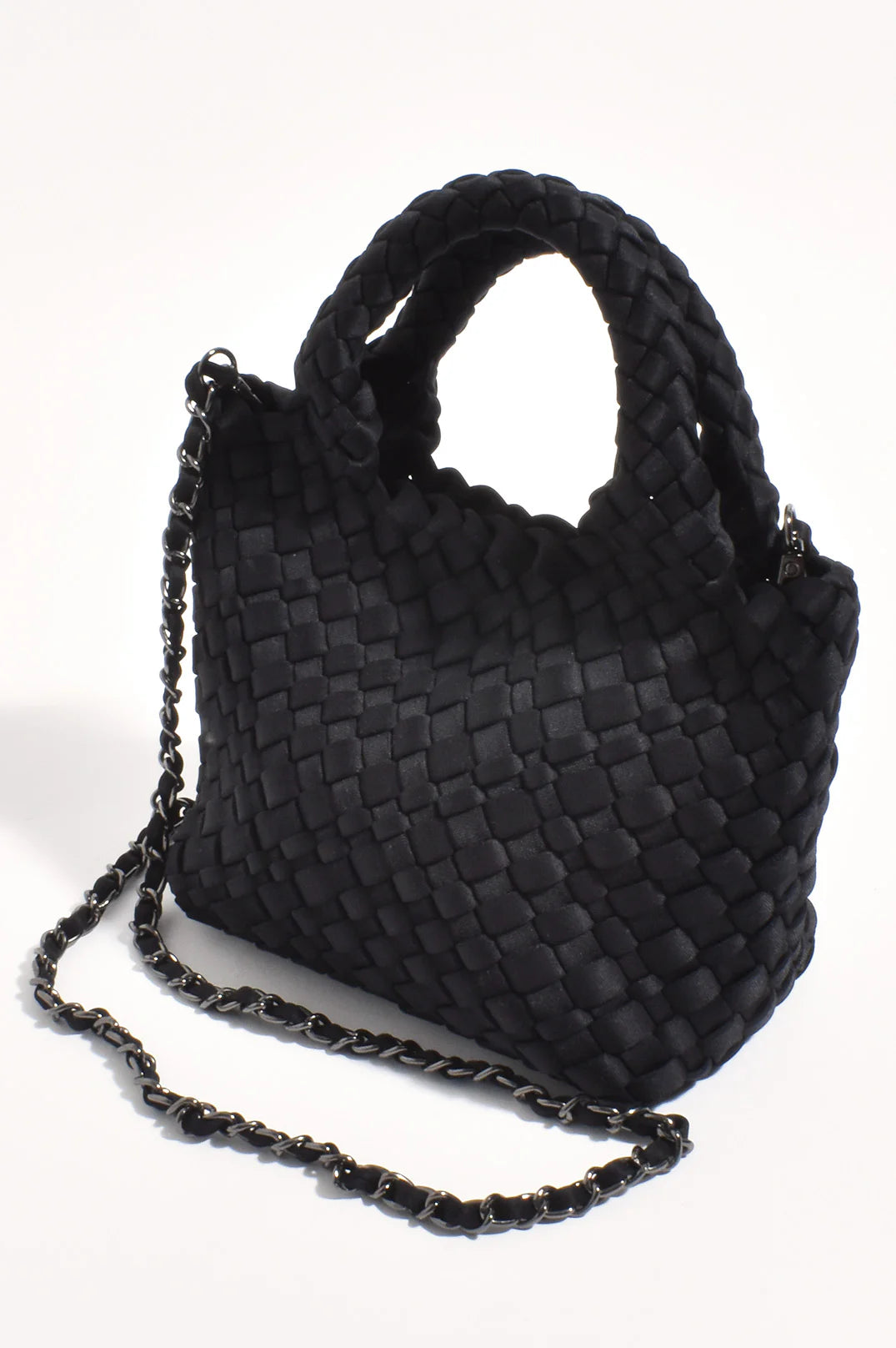 Keira Neoprene Woven Mini Bag with Pouch Black Bags and Purses Adorne