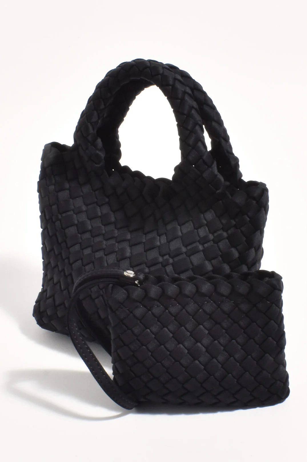 Keira Neoprene Woven Mini Bag with Pouch Black Bags and Purses Adorne