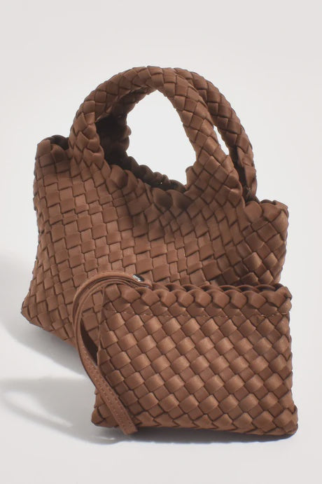Keira Neoprene Woven Mini Bag with Pouch Coffee Bags and Purses Adorne