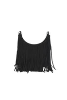 Adorne Kelsey Leather Suede Fringe Mini Bag Black Bags and Purses Adorne