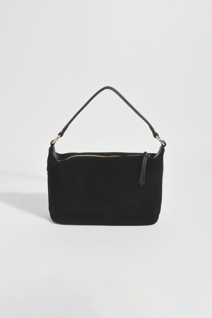 Jasmine Leather Suede Rectangle Mini Bag Black Bags and Purses Adorne