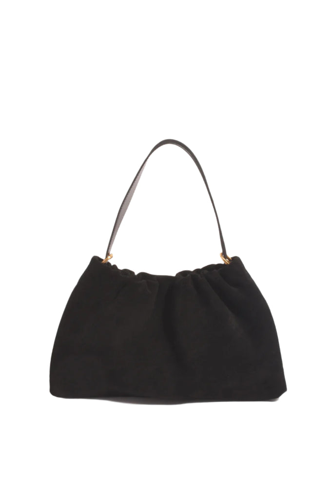 Tabatha Leather Gathered Top Shoulder Bag Black Bags and Purses Adorne