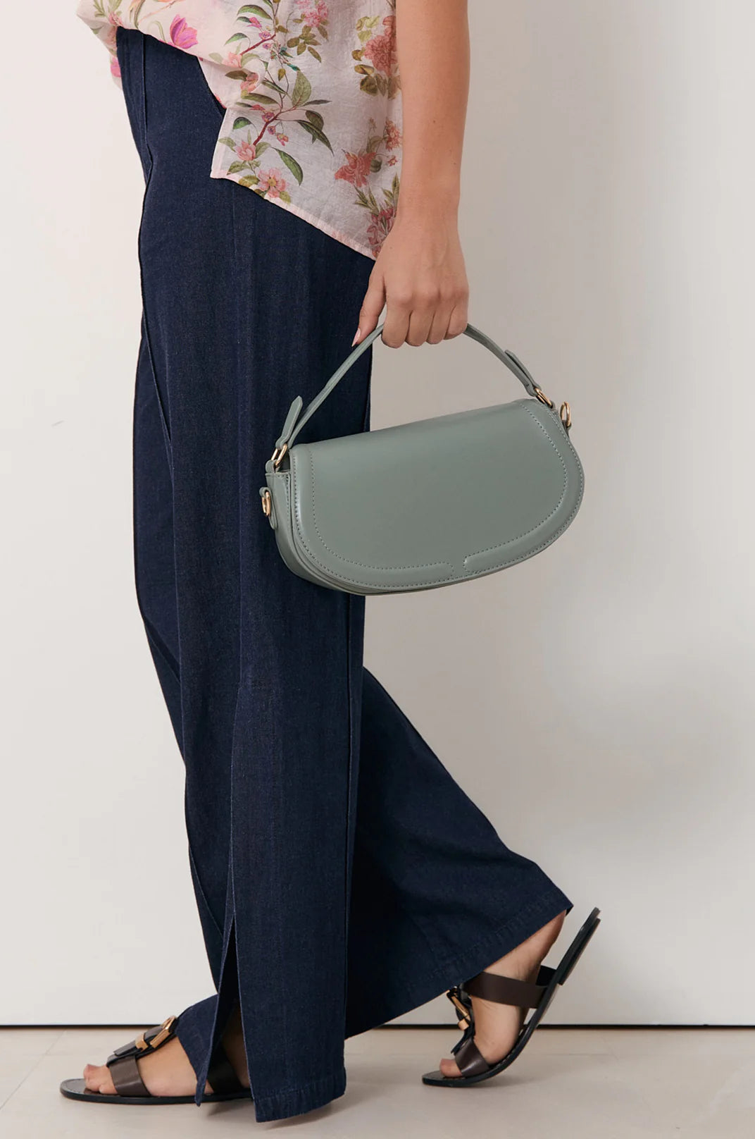 Rosalie Rounded Foldover Small Bag Pale Blue Bags and Purses Adorne