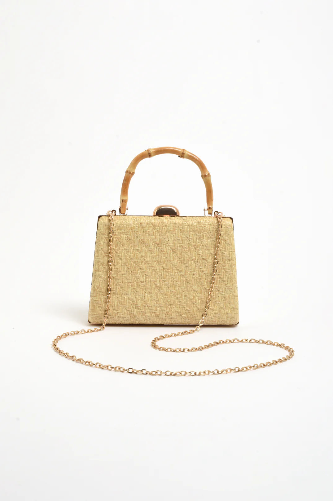 Bamboo Handle Weave Small Bag Natural Bags and Purses Adorne