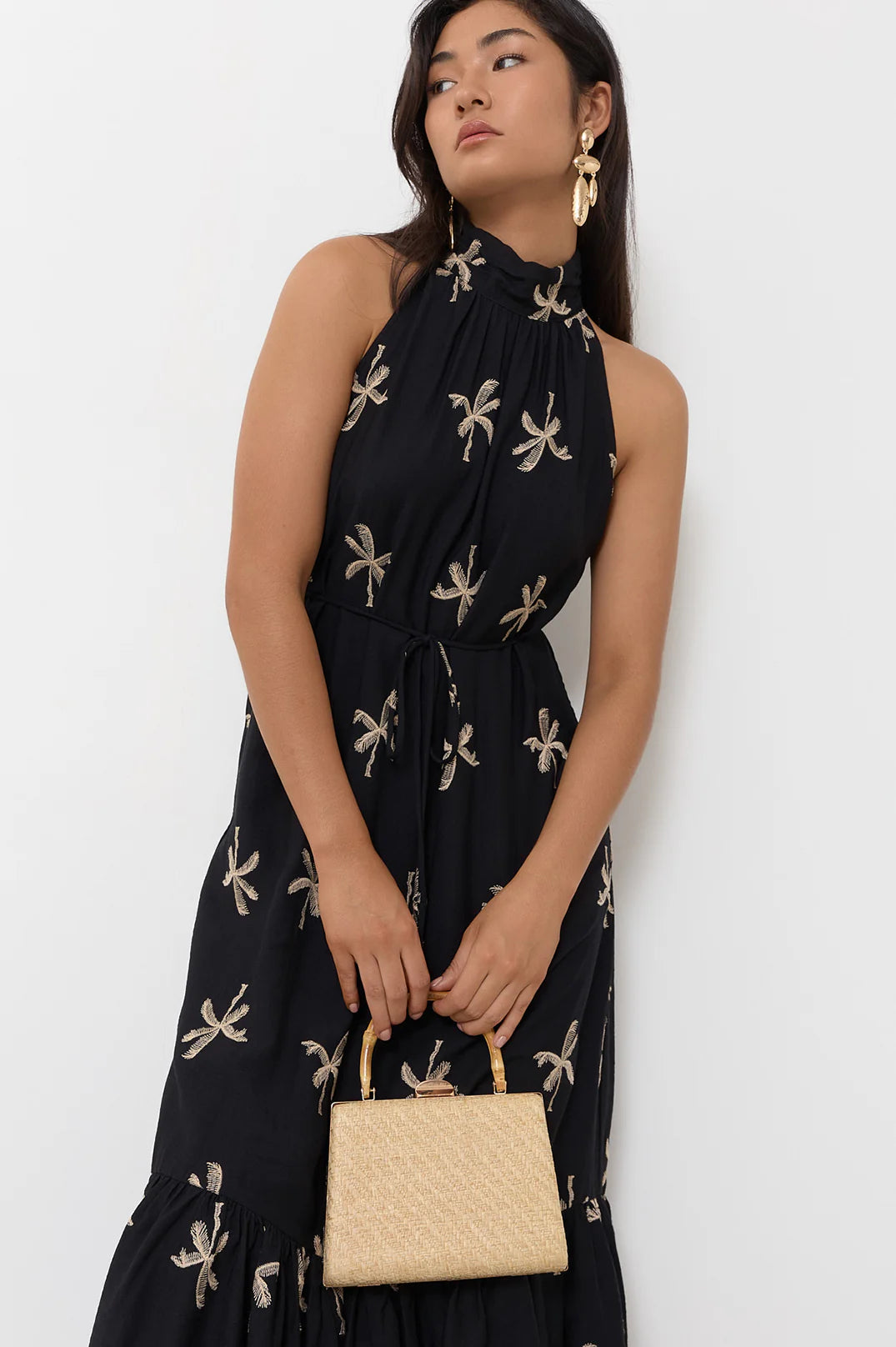 Bamboo Handle Weave Small Bag Natural Bags and Purses Adorne