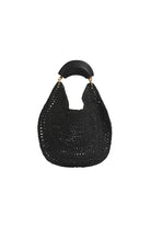 Round Weave Handle Handbag Black Bags and Purses Adorne