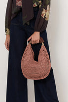 Round Weave Handle Handbag Rose Bags and Purses Adorne