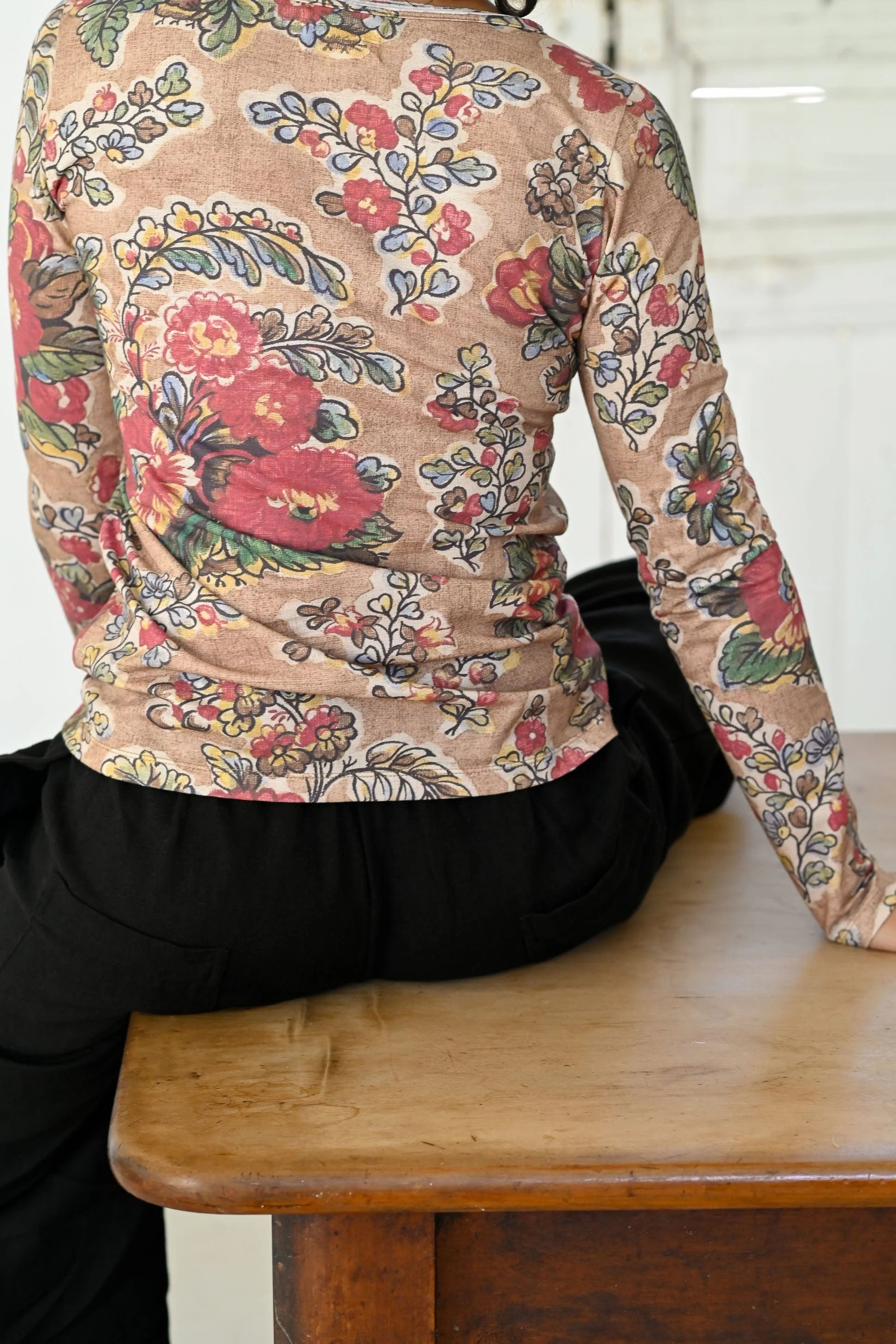 Ally Tee Tan Floral Tops Lazybones